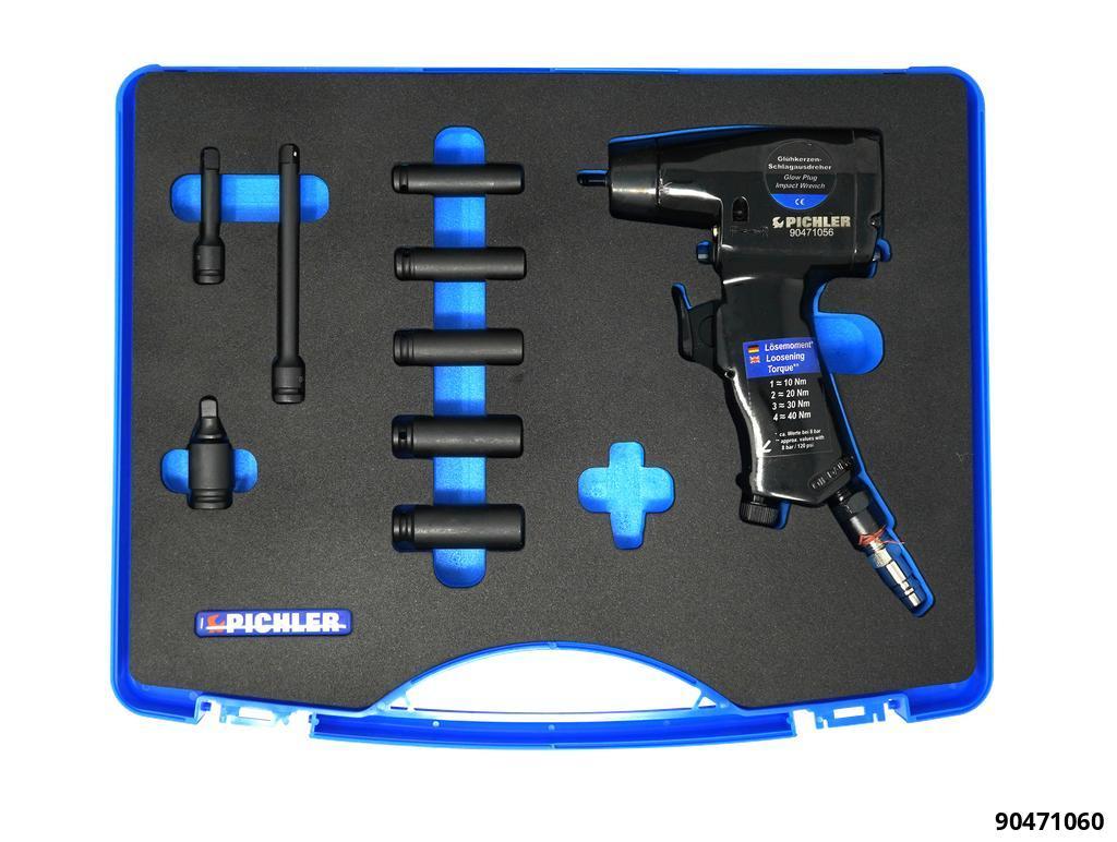 90471060: PNEUMATIC LOW TORQUE GLOW PLUG REMOVAL VIBRATION GUN SET WITH ACCESSORIES