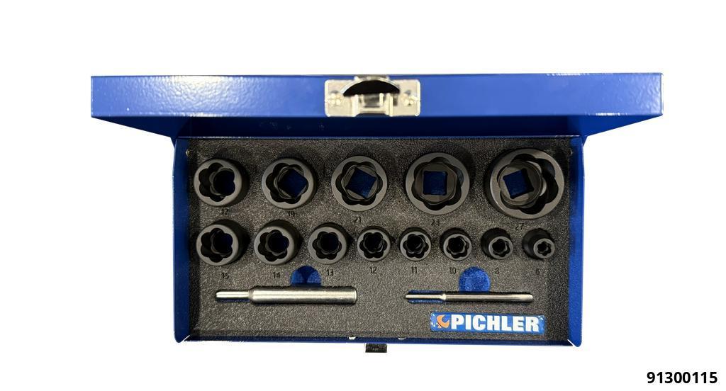 TWIST SOCKET EXTRACTOR SET 15 PIECE 6-27MM FOR DAMAGED NUTS & BOLTS - 6