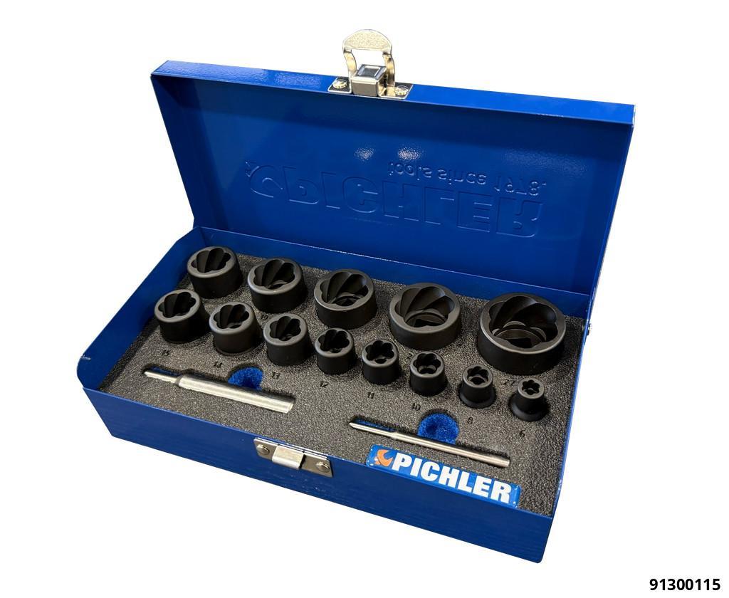 TWIST SOCKET EXTRACTOR SET 15 PIECE 6-27MM FOR DAMAGED NUTS & BOLTS - 6