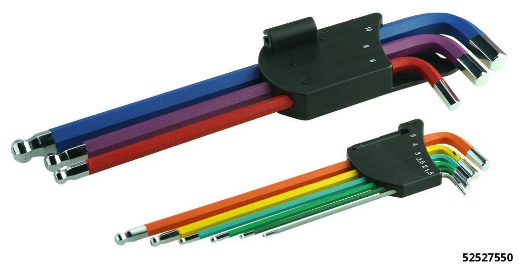 MAGNETIC ALLEN KEY SET EXTRA LONG COLOUR CODED - 3