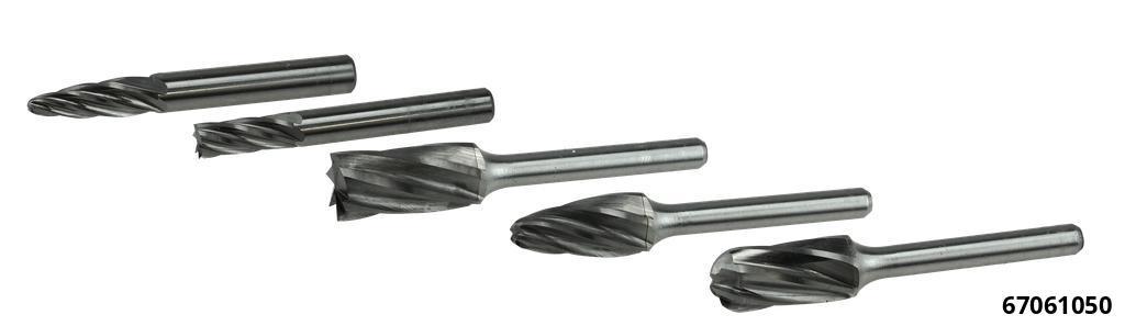 CARBIDE BURR SET FOR ALUMINIUM, NON-FERROUS METALS & PLASTICS 6MM SHAFT, 5 PCS - 3