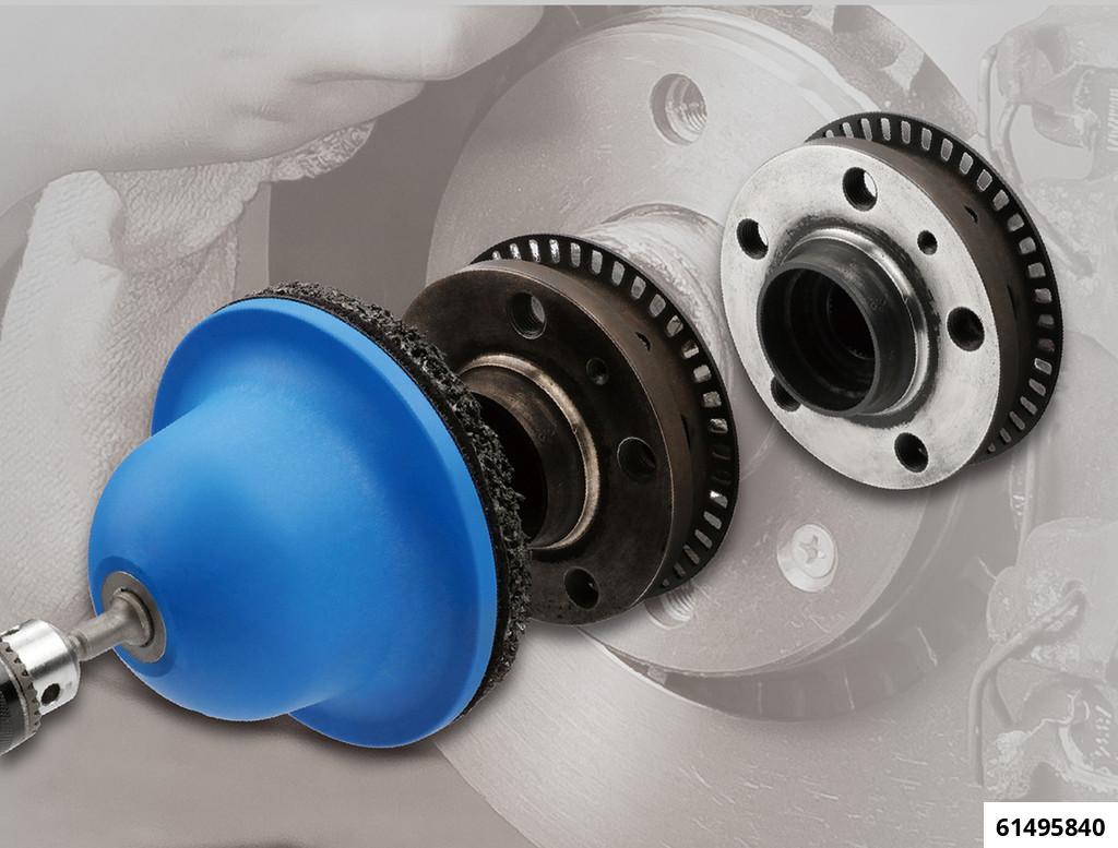 HUB CLEANING DISC 150MM WITH 1/2" DRIVE AND 1/4" HEX TO 1/2" SQUARE ADAPTOR - 4
