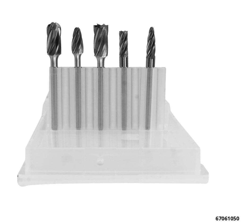 CARBIDE BURR SET FOR ALUMINIUM, NON-FERROUS METALS & PLASTICS 6MM SHAFT, 5 PCS - 2