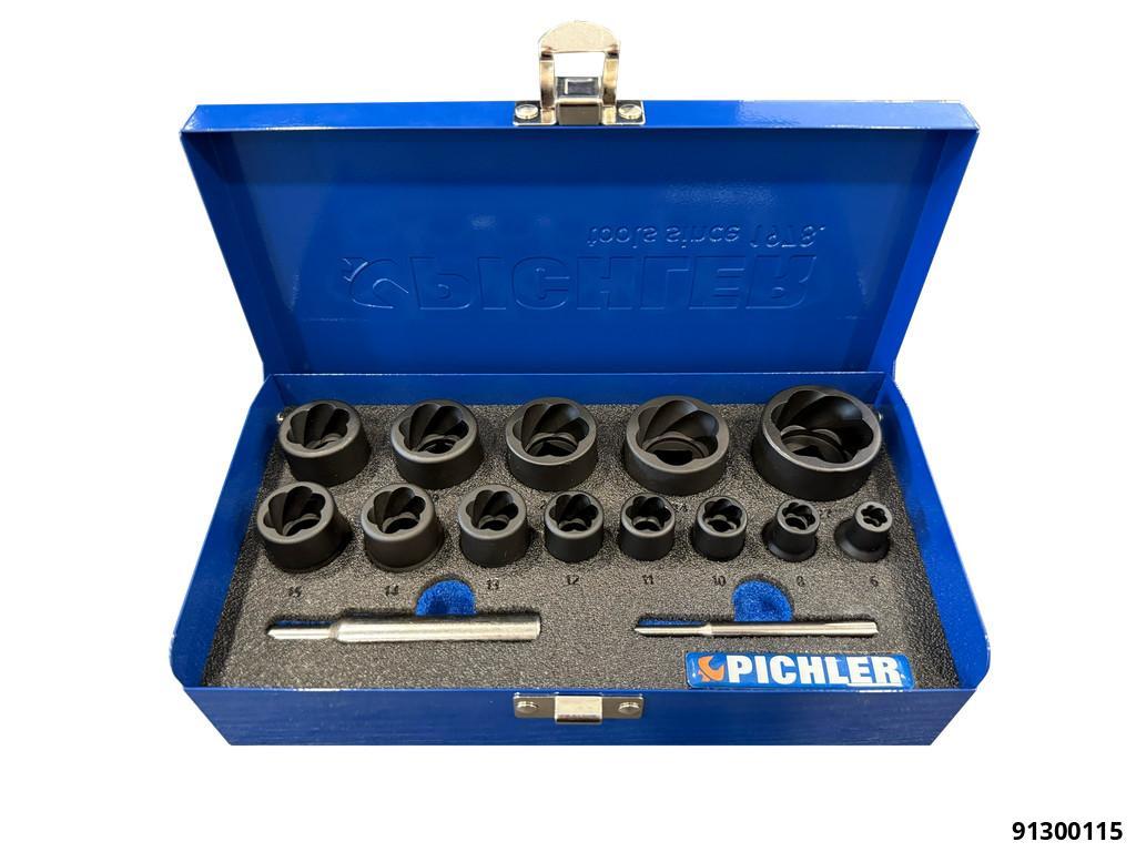 TWIST SOCKET EXTRACTOR SET 15 PIECE 6-27MM FOR DAMAGED NUTS & BOLTS - 1