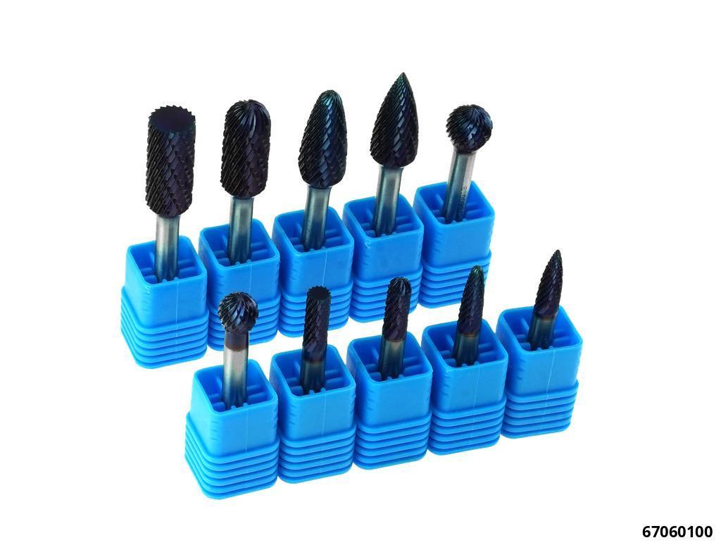 CARBIDE BURR SET FOR STEEL, CAST IRON, STAINLESS & NICKEL ALLOYS 6MM SHAFT, 10 PCS - 2