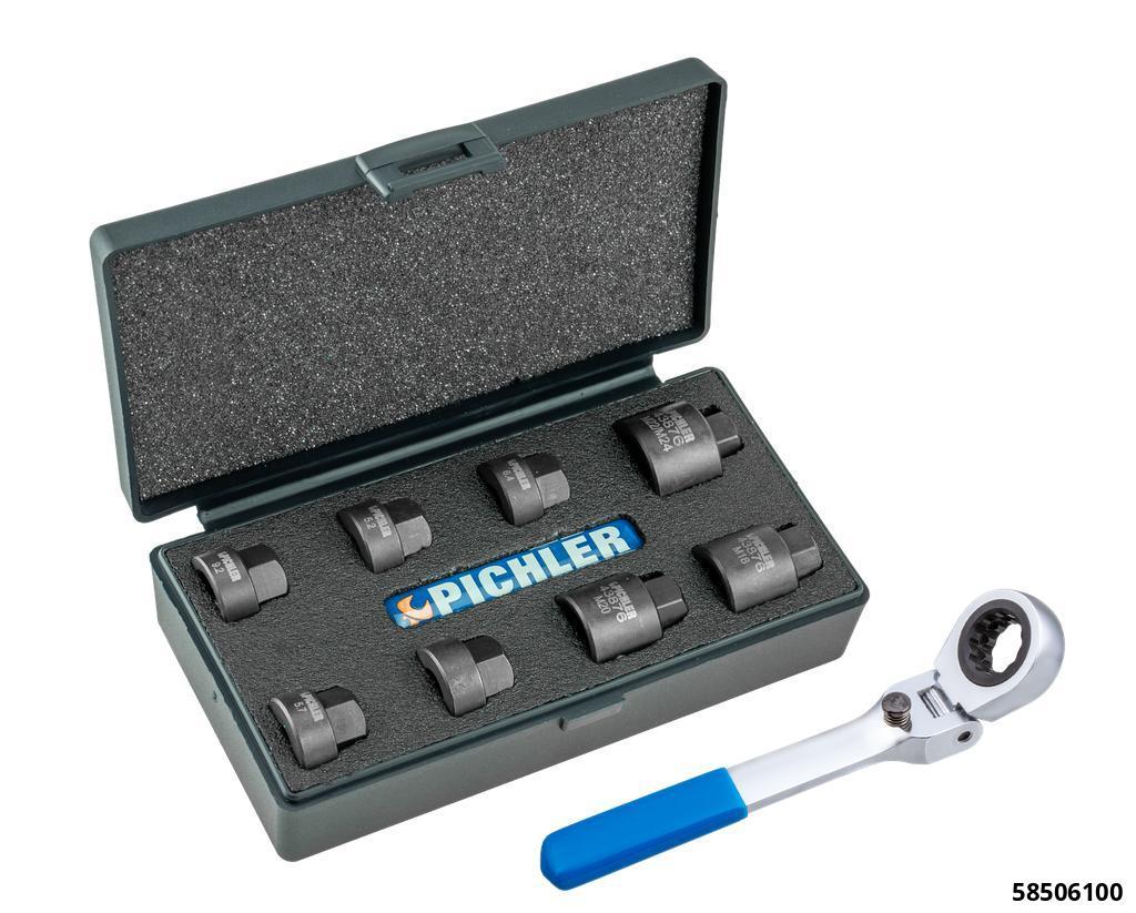 8-PIECE TAP HOLDER ADAPTER SET WITH 180° FOLDING RATCHET WRENCH - 3