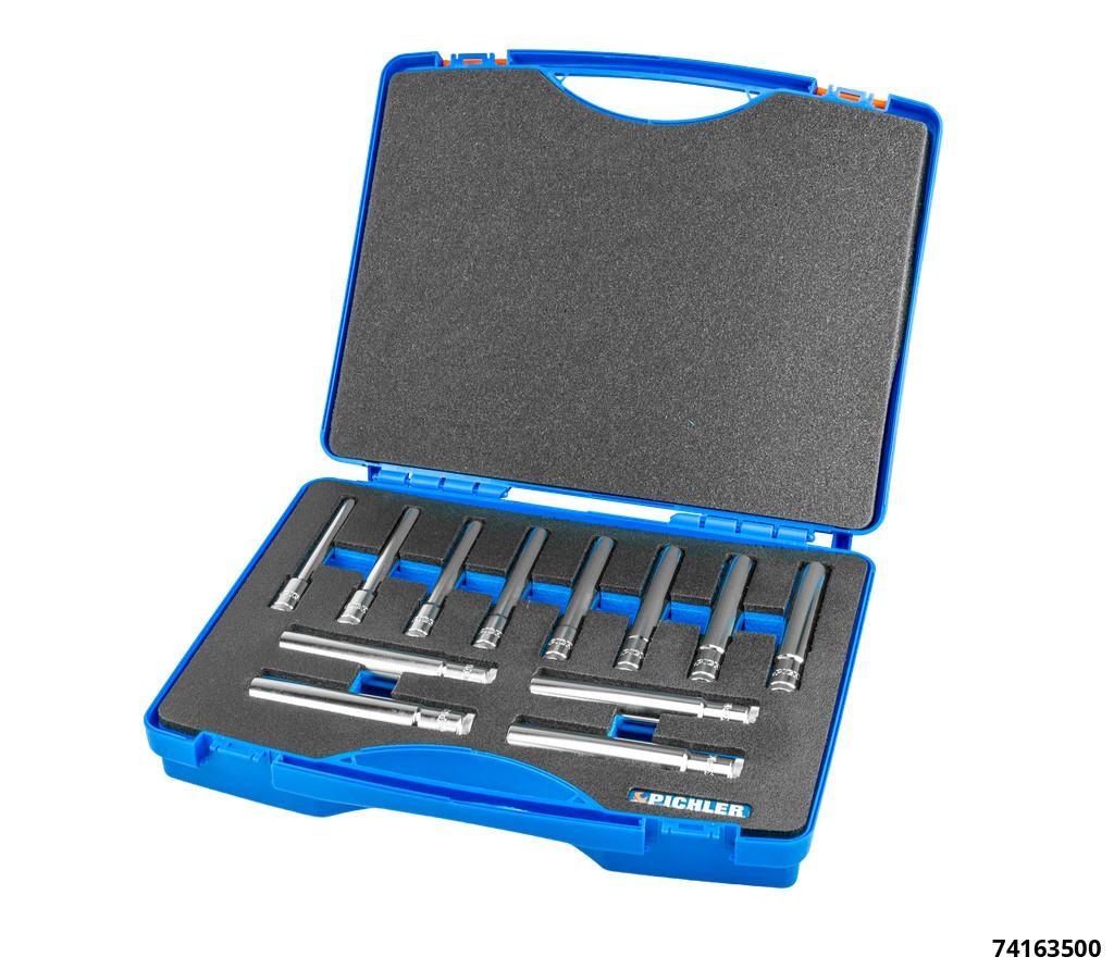 SPECIAL EXTRA LONG PASS THROUGH SOCKET SET 12 PIECE 120MM 8-19MM 3/8" - 2