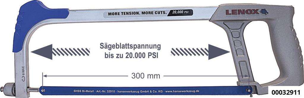 Bügelsäge 300mm inkl. SHSS-Bi-Metal l-Handsägeblatt