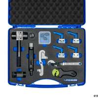 Brake line service set, 14 pcs., incl. flaring tool, bending device, holding clamps and pipe cutter