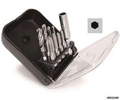 Kombi-Gewindebohrer Bits 7-tlg. M3-M10 mit Halter.