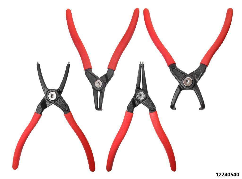 Jeu De 4 Pinces à Circlips Intérieur/extérieur 180 Mm - Pointes Fines 1,8 Mm - Avec Ressort Et étui - Pour Mécanique Auto, Industrie - 9