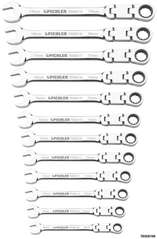 Jeu de clés mixtes à cliquet double articulation, 12 pcs.