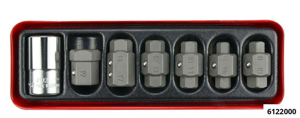 Oil service key set set 7 pieces in a metal box