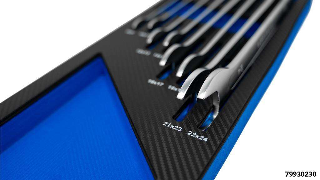 Double open-end spanner set, 8 pcs., extra flat