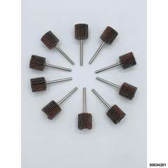 10er-Pack Micro-Schleiflamellenrad 15x15x3,0 mm Korn 60 / Schaft 3,0mm (VE10)