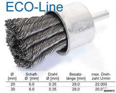 Gezopfte Pinselbürste 20 mm  Schaft 6mm "ECO-LINE"