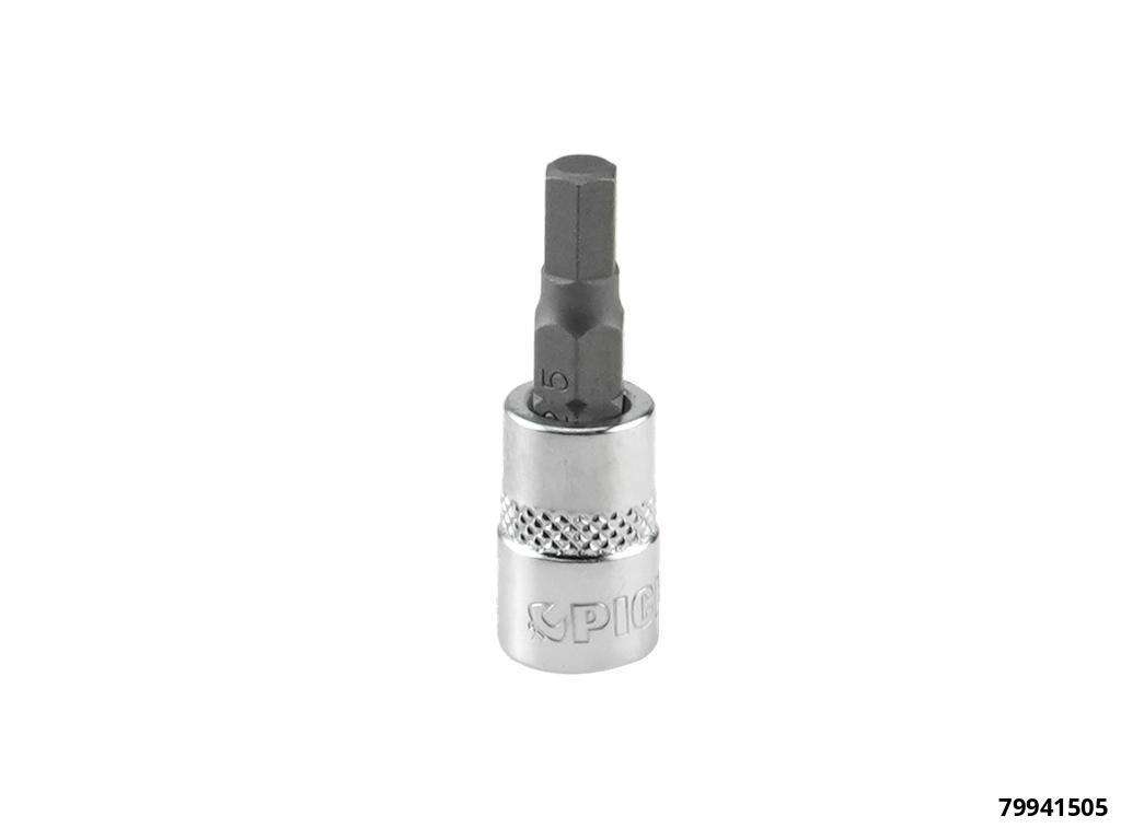 1/4" Steckschlüsseleinsatz, Innensechskant, 5 mm, Länge 37 mm