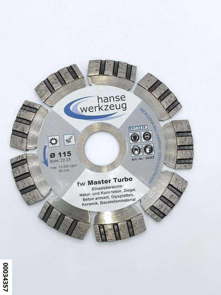 hansewerkzeug Master**TURBO** Diamant- Trennscheibe 115 x 22,3mm