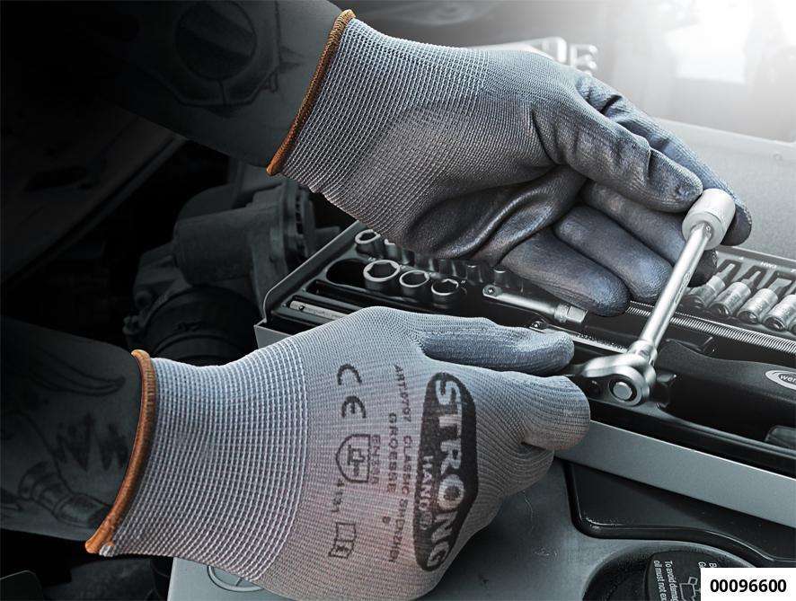 hansewerkzeug Werkstatt-Handschuh "Nylon Strick" grau Gr. 7  (Teil-PU-Beschichtet, EN 388)  (VE 12 Paar)