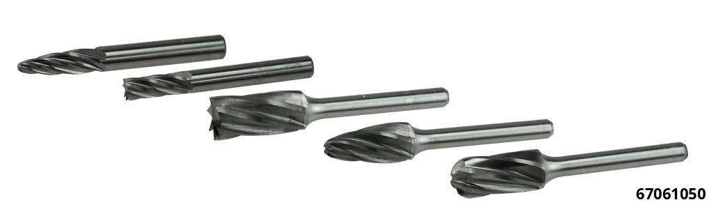 Hartmetall-Frässtifte Aluverzahnung 6 mm Schaft, 5-tlg.