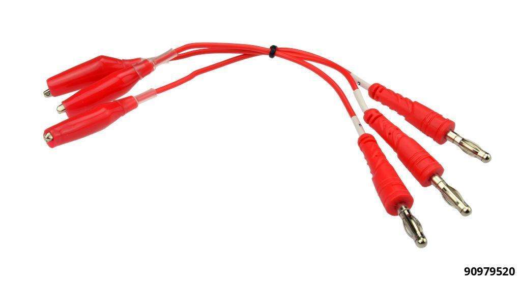 Aiguillage cosse de câble Nr.2 - 3x roug pince crocodile 4,0mm fiches bananes fem