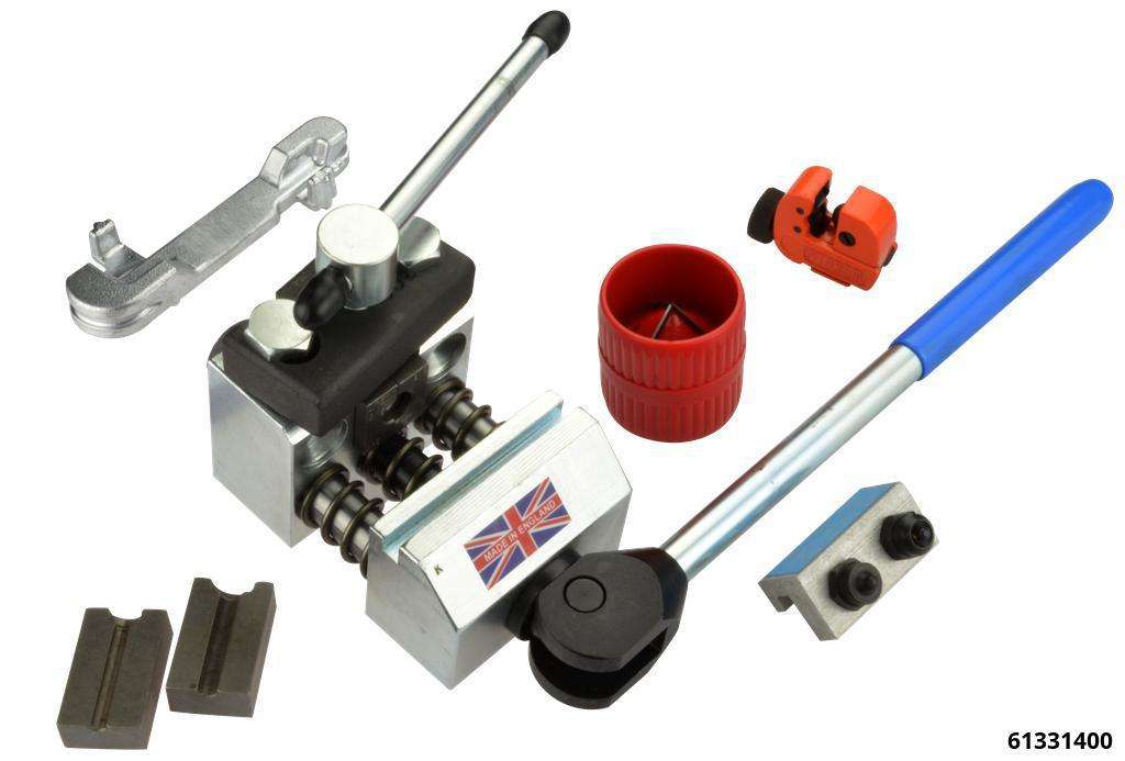 Dual flaring tool model K, 4.75 4.75 and 6 mm with accessories, for motorbikes, passenger cars