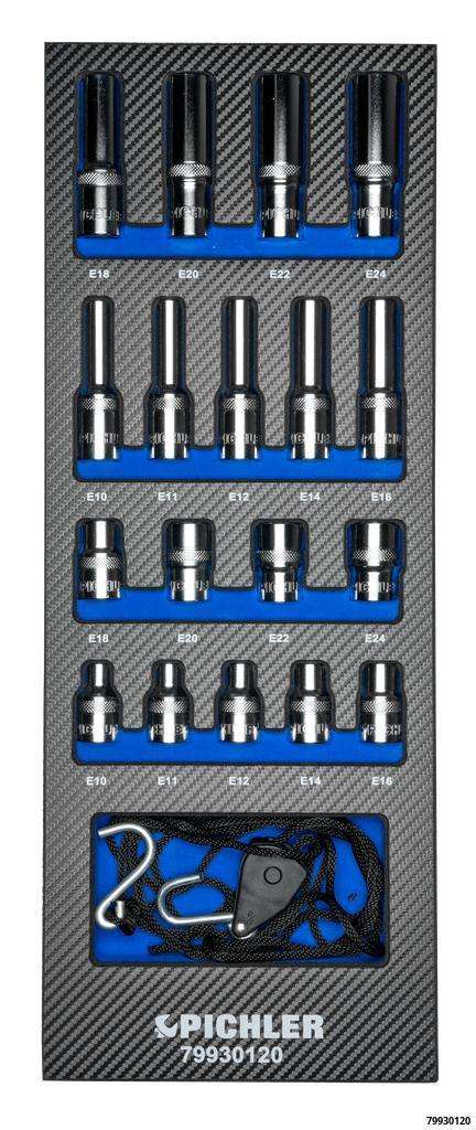 Socket Inserts 1/2" E-profile, 18 pcs.