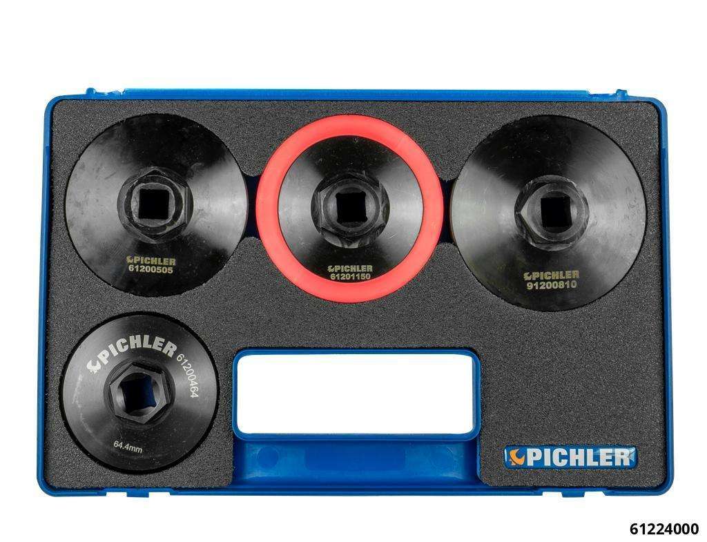 Oil filter socket set 4 pcs., 64,4 mm / 74,4 mm / 76 mm /  80 mm