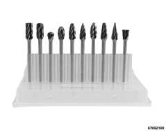 Carbide burr set with alloy-toothing 3 mm shaft, 10 pcs.  for aluminium, non-ferrous metals, plastic