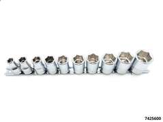 Stecknuss Satz 1/2" Antrieb 10-teilig Zollmaße auf Klemmleiste