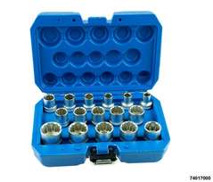 Stecknuss-Satz 1/2" Antrieb 12-kant SW 8 - SW 24 16-tlg. im Koffer