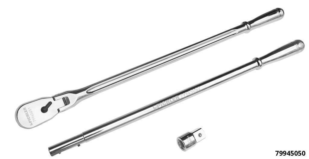 1/2" Gelenk-Ratsche, 72 Zähne, verlängerbar, 610 mm & 1120 mm, max. 1000 Nm