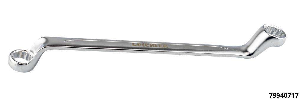 Double ring wrench, deep offset, 16 x 17 mm