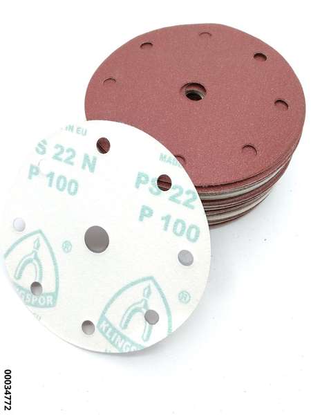 hansewerkzeug Schleifpapier, kletthaftend 150 mm K 100   Lochform: GLS 1  (VE 100 Stück)