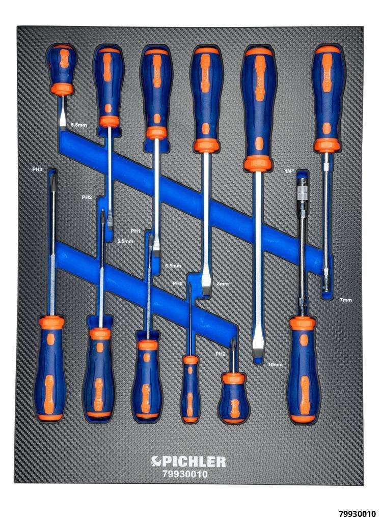 Set de tournevis, 12 pcs., fente et croix