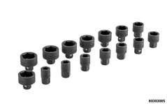 XS-Impact socket set 15 pcs. 8 - 21 mm x 14 mm Drive