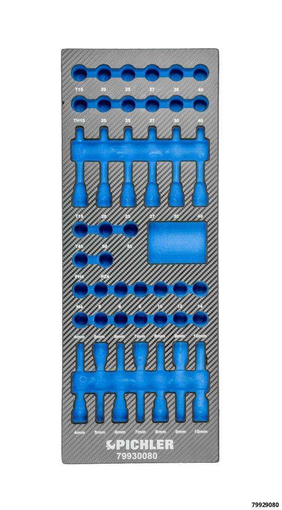 Einlage für 79930080 Steckschlüsseleinsätze 3/8", 44-tlg. 188x495x32 mm