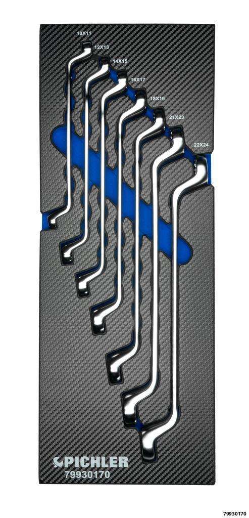 Offset Ring Spanner Set, 7 pcs., 10-24 mm