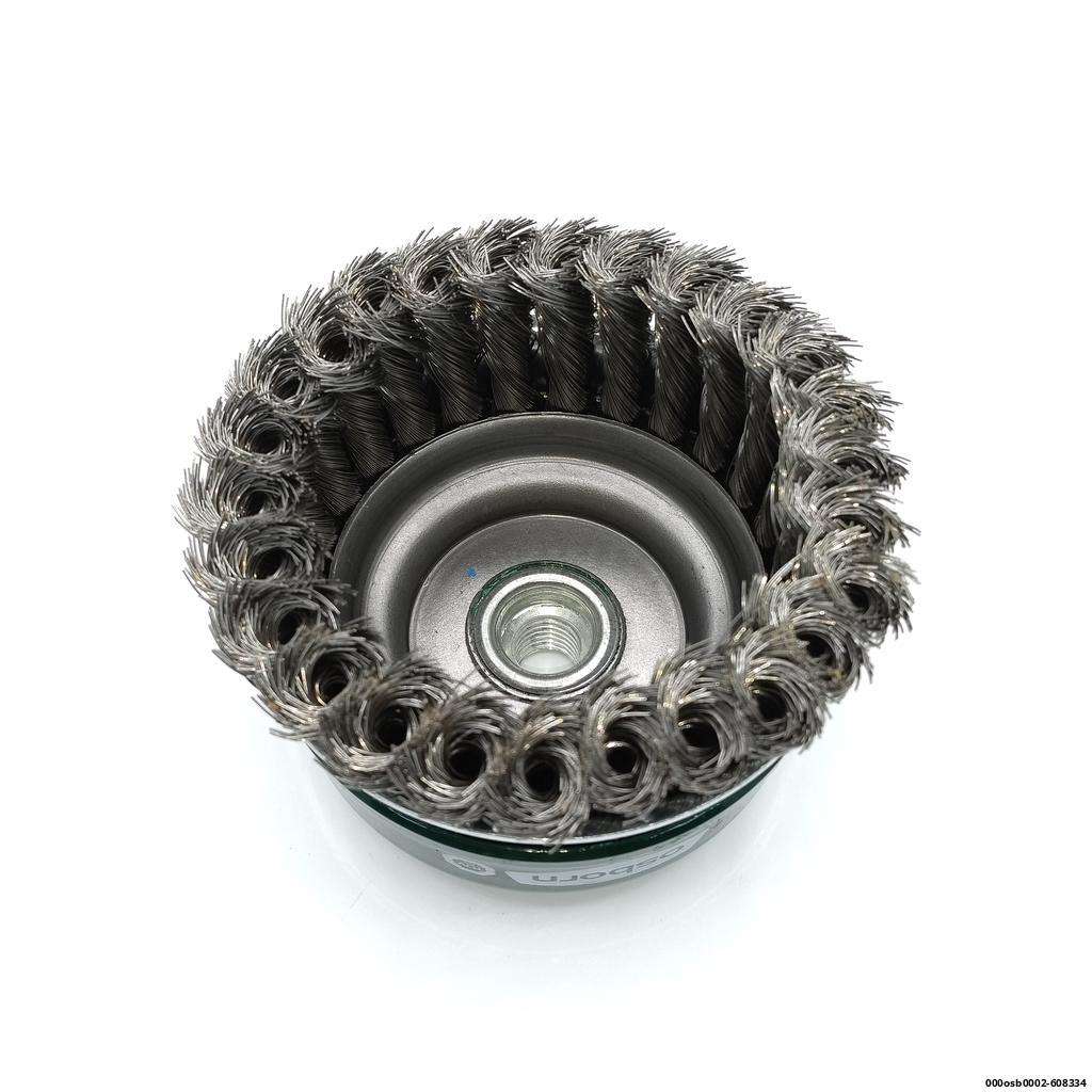 Topfbürste, gezopft,  100 mm M14 x 2,0 VA / 0,35  Drahtstärke