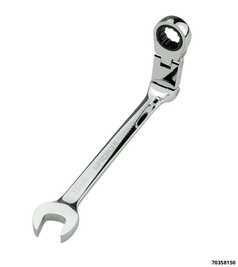 Double joint ratchet open-end wrench 13 mm, Fine-toothed, 120 teeth