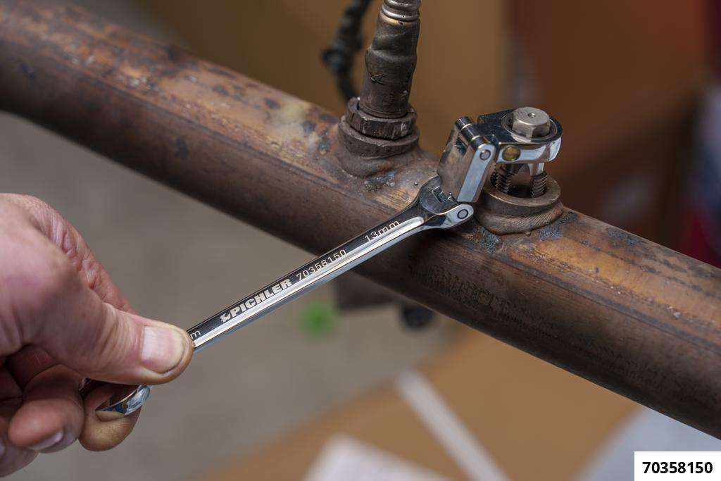 Double joint ratchet open-end wrench 13 mm, Fine-toothed, 120 teeth