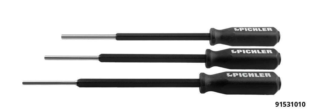Extended reach pin punches XXL 3 pcs. Ø 6 mm, 8 mm, 10 mm