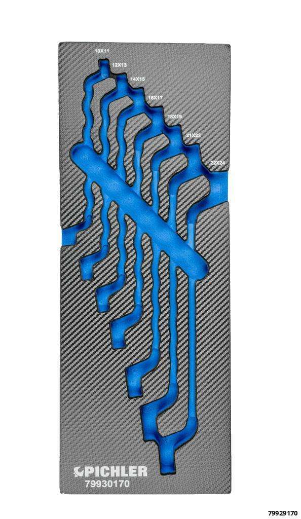 Einlage für 79930170 Ringschlüssel gekröpft, 7-tlg., 10-24 mm 188x495x32 mm