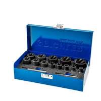 Ausdreher Set TWIST SOCKET, 15-tlg. 1/4":  6, 8, 10, 11, 12 mm 1/2": 13,14,15,17,19,21,24,27 mm