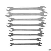 Double open-end spanner set, 8 pcs., extra flat