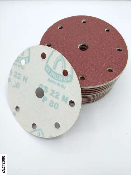 hansewerkzeug Schleifpapier kletthaftend  150mm, Korn 80, Lochform GLS1 (VE 50 Stück)