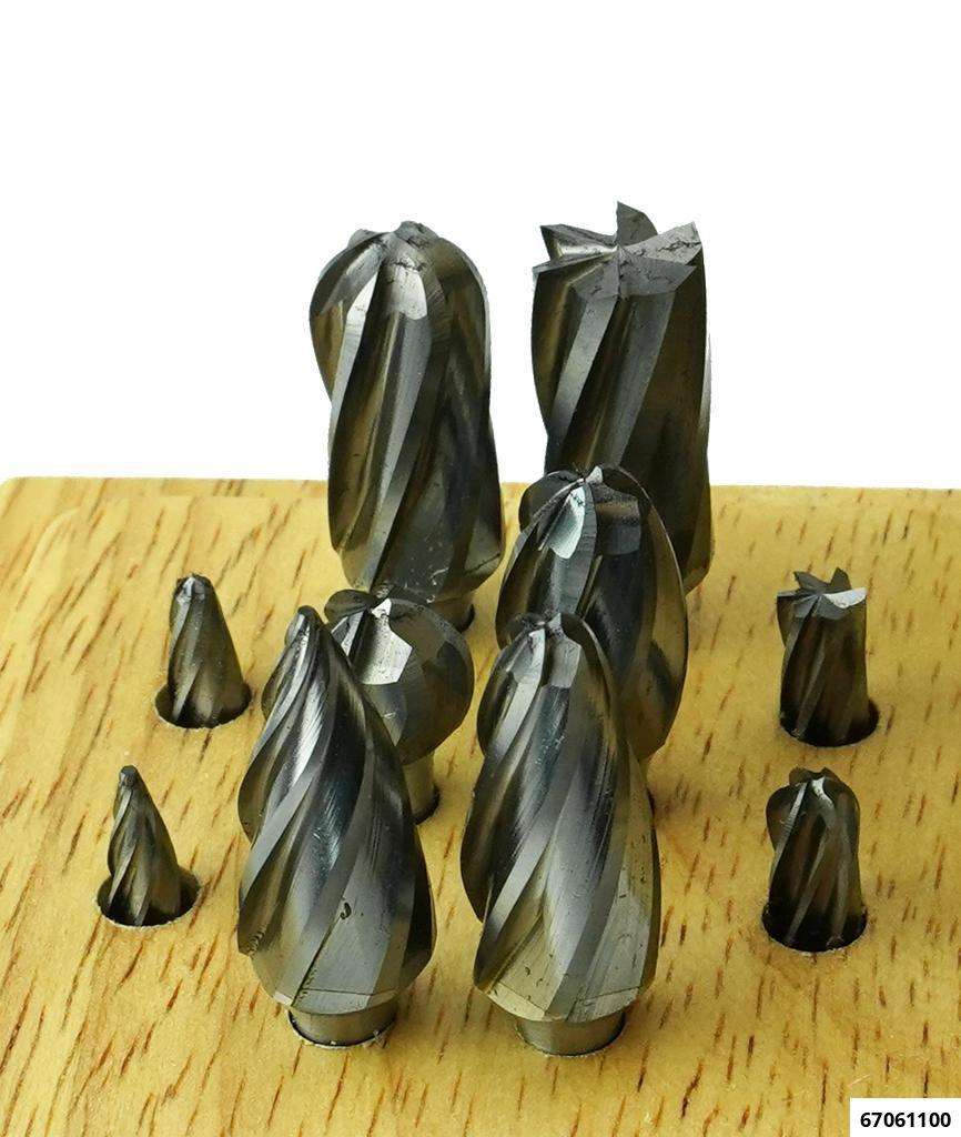 Hartmetall-Frässtifte-Set 10-tlg. mit Alu-Zahnung & 6 mm Schaftdurchmesser
