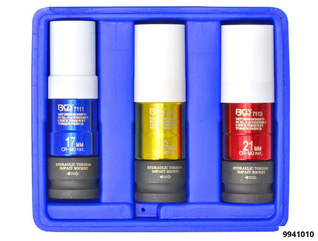 Embouts Torsions clé à choc 3 pcs, 17-19-21mm