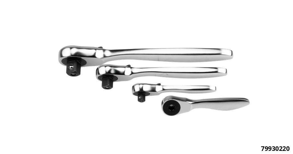 MINI-Knarrenset, 4-tlg., 1/4" Bit 1/4" / 3/8" / 1/2" - 120 Zähne, feinstverzahnt