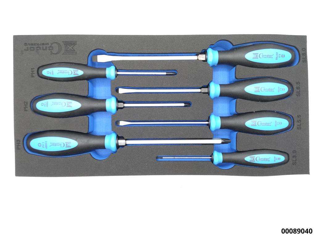 hansewerkzeug Schraubendreher-Satz 7-tlg. Typ F/PH in Schaumstoffeinlage